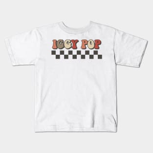 Iggy Pop Checkered Retro Groovy Style Kids T-Shirt